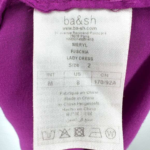 BA&SH Fuchsia Meryl Floral Knee Length Front Close Dress Size M Medium - Picture 9 of 10